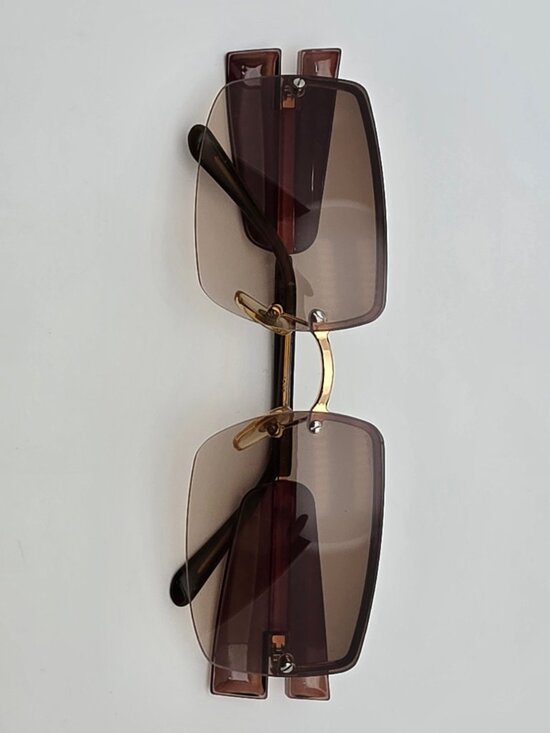 Giorgio Armani 1525 743 Gold Frame Brown Gradient Lens Semi Rimless Sunglasses main image 5